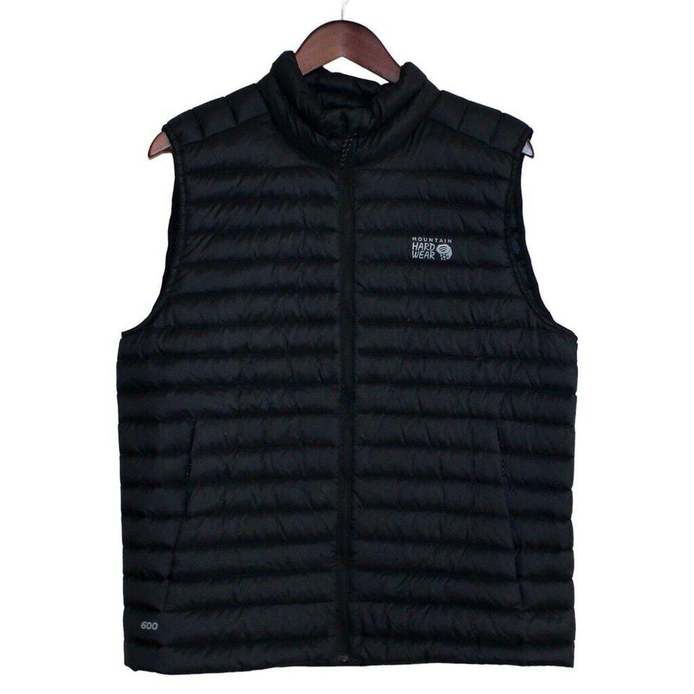 Mountain Hardwear Men's Black Down Vest Size S 600 Down Fill zipper pockets